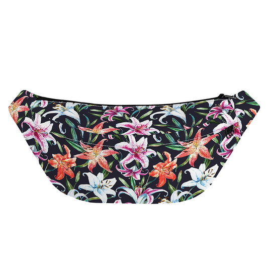 Watercolor Lily Flowers Pattern Print Fanny Pack
