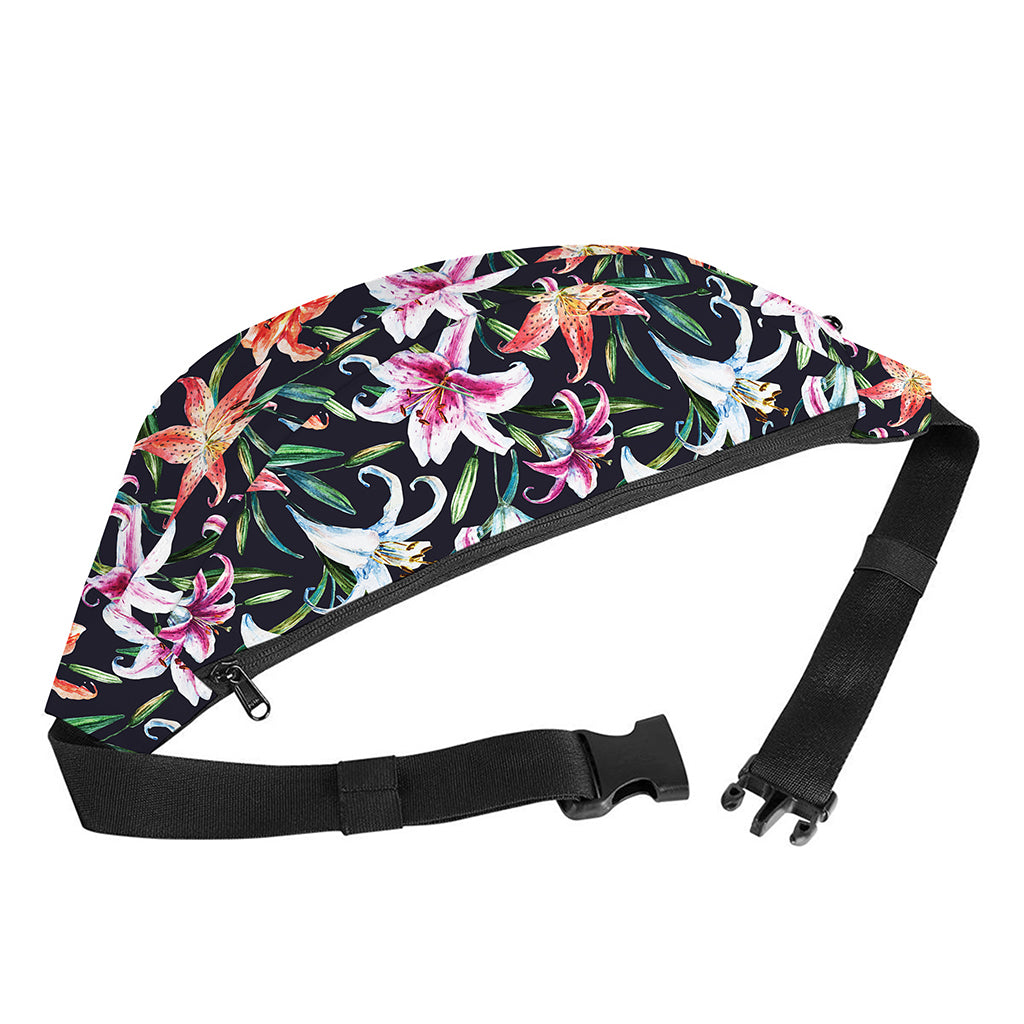 Watercolor Lily Flowers Pattern Print Fanny Pack