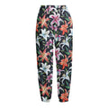 Watercolor Lily Flowers Pattern Print Fleece Lined Knit Pants