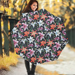 Watercolor Lily Flowers Pattern Print Foldable Umbrella