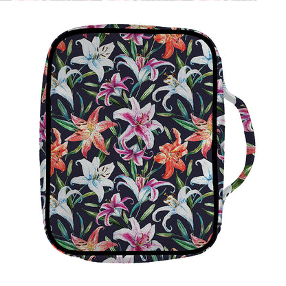 Watercolor Lily Flowers Pattern Print Front Pocket Bible Bag