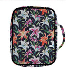 Watercolor Lily Flowers Pattern Print Front Pocket Bible Bag