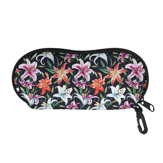 Watercolor Lily Flowers Pattern Print Glasses Case