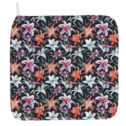 Watercolor Lily Flowers Pattern Print Hand Towel