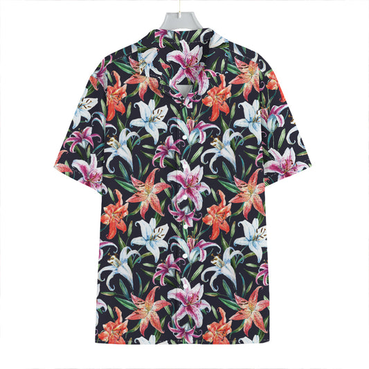 Watercolor Lily Flowers Pattern Print Hawaiian Shirt
