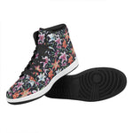 Watercolor Lily Flowers Pattern Print High Top Leather Sneakers