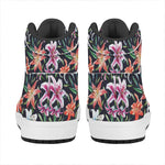 Watercolor Lily Flowers Pattern Print High Top Leather Sneakers