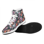Watercolor Lily Flowers Pattern Print High Top Leather Sneakers