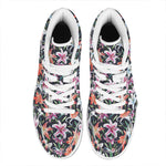 Watercolor Lily Flowers Pattern Print High Top Leather Sneakers