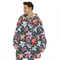 Watercolor Lily Flowers Pattern Print Hoodie Blanket