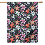 Watercolor Lily Flowers Pattern Print House Flag