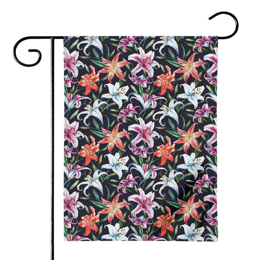 Watercolor Lily Flowers Pattern Print House Flag