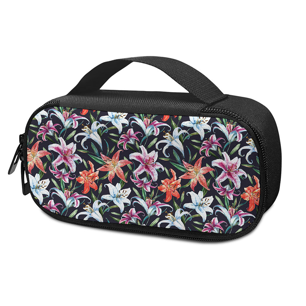 Watercolor Lily Flowers Pattern Print Insulin Cooler Travel Case