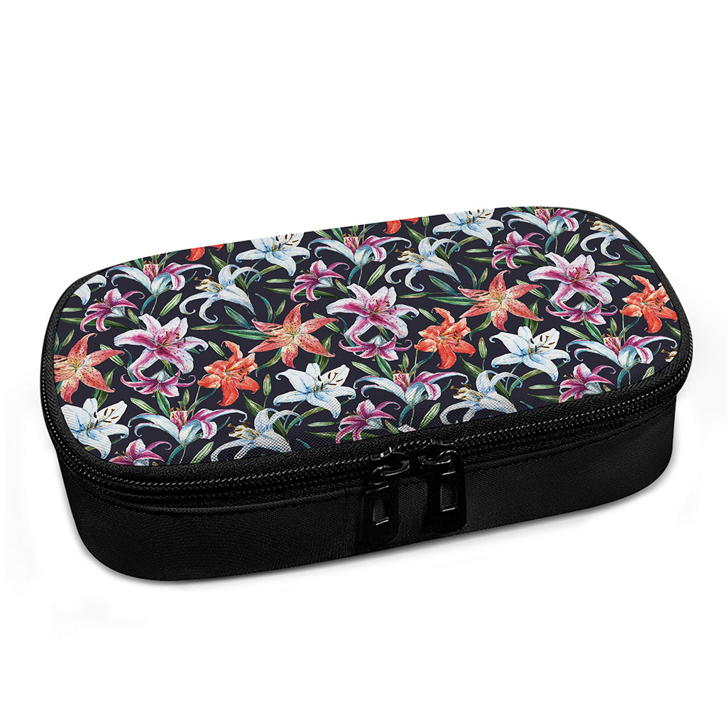 Watercolor Lily Flowers Pattern Print Insulin Cooler Travel Case