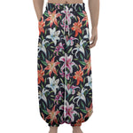 Watercolor Lily Flowers Pattern Print Lantern Pants
