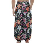 Watercolor Lily Flowers Pattern Print Lantern Pants