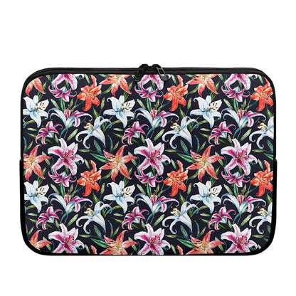 Watercolor Lily Flowers Pattern Print Laptop Sleeve