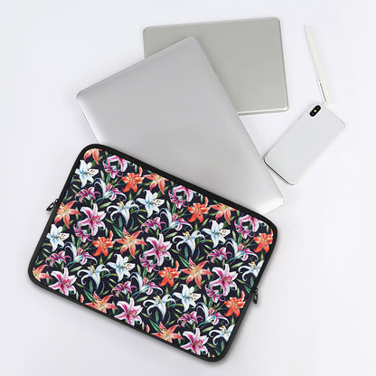 Watercolor Lily Flowers Pattern Print Laptop Sleeve