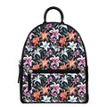 Watercolor Lily Flowers Pattern Print Leather Backpack
