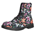 Watercolor Lily Flowers Pattern Print Lace-Up Boots