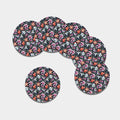Watercolor Lily Flowers Pattern Print Leather Coaster Set