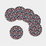 Watercolor Lily Flowers Pattern Print Leather Coaster Set