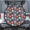 Watercolor Lily Flowers Pattern Print Leather Spare Tire Cover