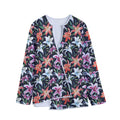Watercolor Lily Flowers Pattern Print Long Sleeve Short Coat