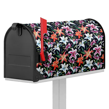 Watercolor Lily Flowers Pattern Print Mailbox Cover