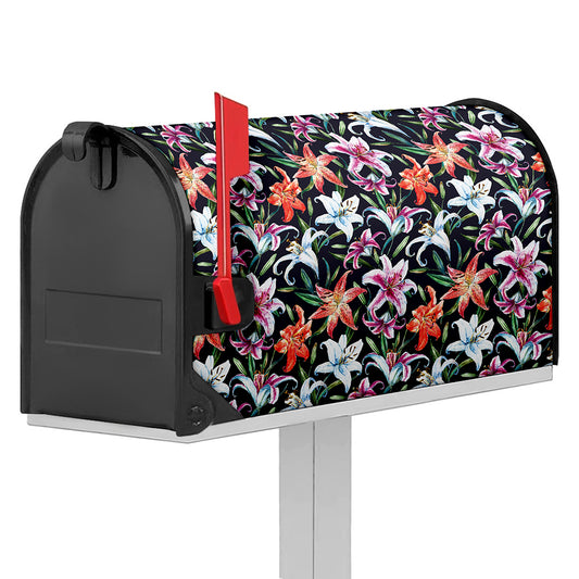 Watercolor Lily Flowers Pattern Print Mailbox Cover