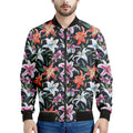 Watercolor Lily Flowers Pattern Print Men's Bomber Jacket