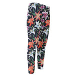 Watercolor Lily Flowers Pattern Print Men's Compression Pants