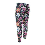 Watercolor Lily Flowers Pattern Print Men's Compression Pants