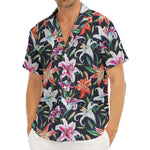 Watercolor Lily Flowers Pattern Print Men's Deep V-Neck Shirt