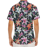 Watercolor Lily Flowers Pattern Print Men's Deep V-Neck Shirt