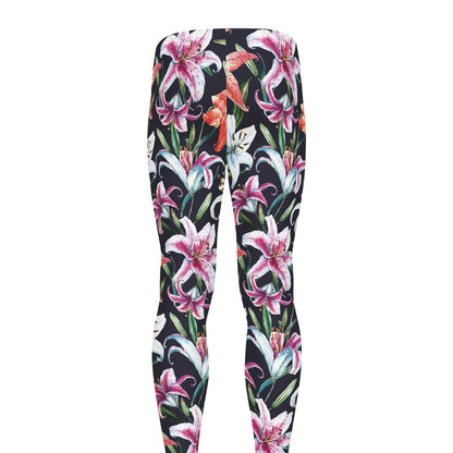 Watercolor Lily Flowers Pattern Print Men's leggings