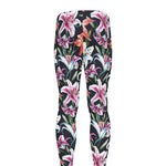 Watercolor Lily Flowers Pattern Print Men's leggings