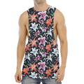 Watercolor Lily Flowers Pattern Print Men's Muscle Tank Top
