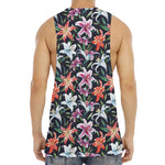 Watercolor Lily Flowers Pattern Print Men's Muscle Tank Top