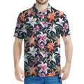 Watercolor Lily Flowers Pattern Print Men's Polo Shirt