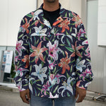 Watercolor Lily Flowers Pattern Print Men's Shirt Jacket