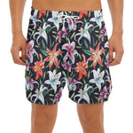 Watercolor Lily Flowers Pattern Print Men's Split Running Shorts