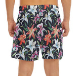 Watercolor Lily Flowers Pattern Print Men's Split Running Shorts