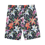 Watercolor Lily Flowers Pattern Print Men's Sports Shorts