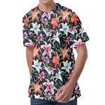 Watercolor Lily Flowers Pattern Print Men's Velvet T-Shirt