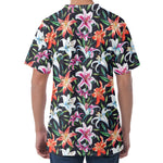 Watercolor Lily Flowers Pattern Print Men's Velvet T-Shirt