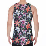 Watercolor Lily Flowers Pattern Print Men's Velvet Tank Top