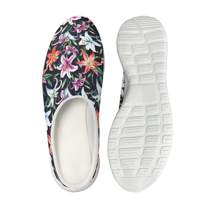 Watercolor Lily Flowers Pattern Print Mesh Casual Shoes
