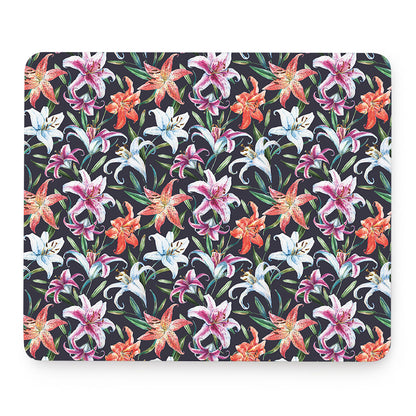 Watercolor Lily Flowers Pattern Print Mouse Pad