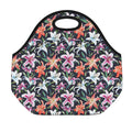Watercolor Lily Flowers Pattern Print Neoprene Lunch Bag